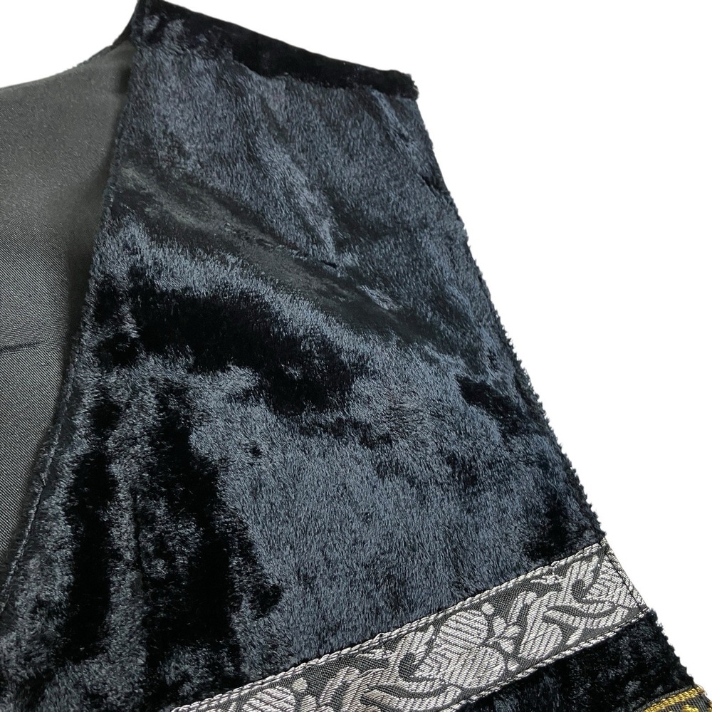 Vintage 90s Khaki Rose Vest Womens L Black Velvet Tapestry Metallic Whimsigoth - Picture 3 of 14